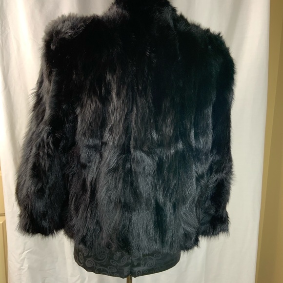Fur Coat Faux Black Womens 44" Bust #EL26 - Picture 4 of 5